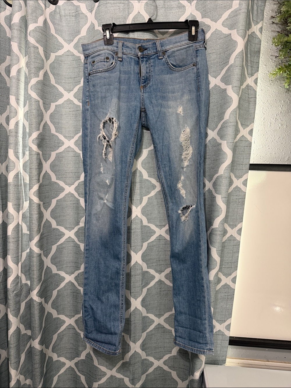 rag & bone The Dre Light Blue Ripped Skinny Jeans